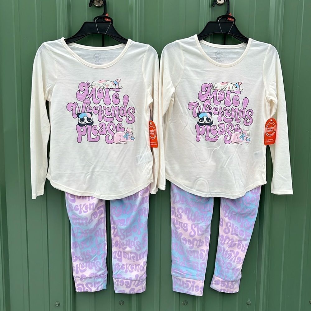 Long Sleeve Top with Jogger Pants Pajama Lounge Sleep 2pc Set 2-Pack Size M